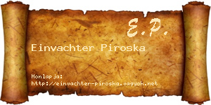 Einvachter Piroska névjegykártya